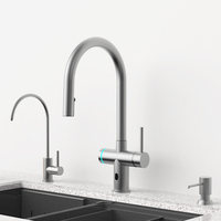 Robinet de cuisine moderne multifonction flexible en laiton, mitigeur chaud/froid à levier unique, à poser sur comptoir, avec douchette extractible