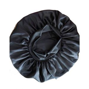 Satin <b>Bonnet</b> Elastic Band Silk Sleep Black Soft Adjustable Cap <b>Hair</b> Wrap Large <b>Bonnets</b> <b>for</b> Women Sleeping - Product Image 1