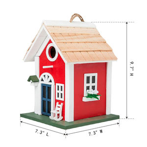 Asılı renkli kuş yuvası bahçe ülke evler kuş evi Condo ahşap kırmızı - Product Image 2