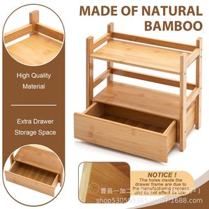Wooden Storage Rack With Drawer 3 Tier Simple <b>Desktop</b> Organizer For Office Miscellaneous Items - Product Image 3