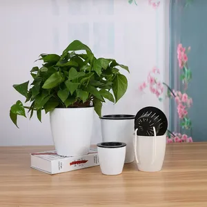Vasi di piante di diverse dimensioni con drenaggio auto-irrigazione stoppino in plastica classico moderno vasi di fiori in plastica fioriera - Product Image 4