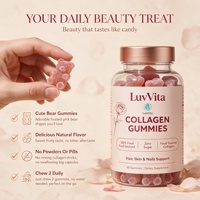 Gummies au collagène sans sucre LuvVita avec peptides hydrolysés pour la santé des cheveux, de la peau et des ongles, faciles à mâcher, 60 unités, complément alimentaire