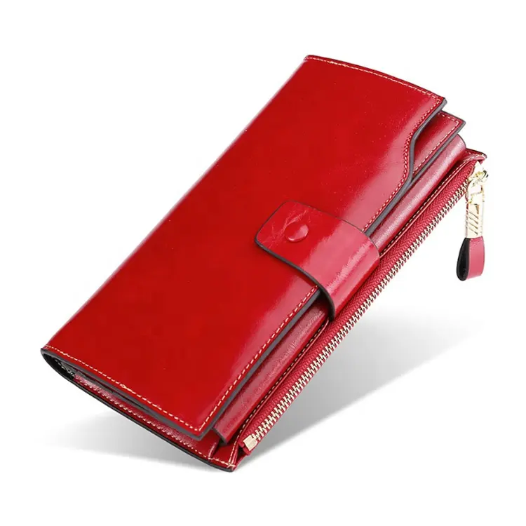 New arrival high quality ladies genuine leather wallet for women fashionable with snap button