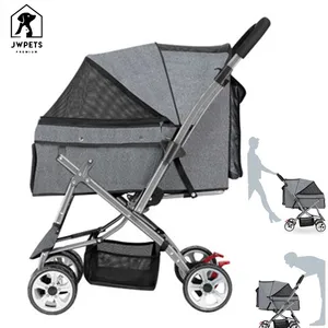 Pet Stroller Cat Carrier 4-wheel Folding Trolley Case For Dogs Cats Walks Relax Pet Breathable Dog Cat Trolley Baby Stroller