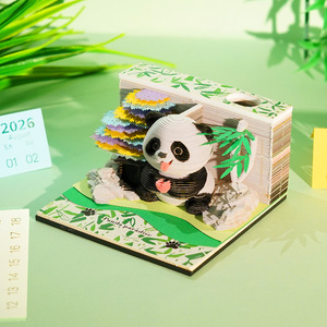 Nuevo producto 2026 padre-hijo Panda 3D notas adhesivas diseño personalizado papel tallado 3D Bloc de notas calendario - Product Image 3