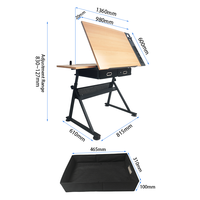 Table de dessin ergonomique robuste avec plateau inclinable et tabouret pour le dessin technique, l'illustration et les projets créatifs