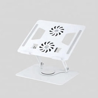Support de refroidissement pour ordinateur portable pliable rotatif à 360 degrés en alliage d'aluminium avec double ventilateur