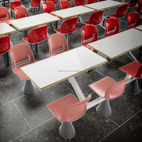 Nouvelle conception de table et de chaises de salle à manger pour cantines scolaires et restaurants, en acier, pour 4 personnes, restauration rapide