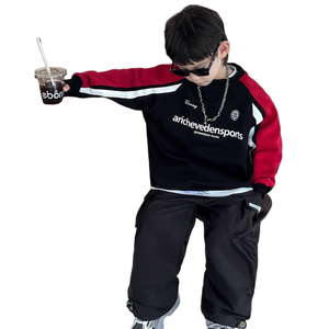 2024 vêtements pour enfants édition coréenne <span class=keywords><strong>pull</strong></span> chinois pour enfants couleur bloquée lettre garçon - Product Image 5