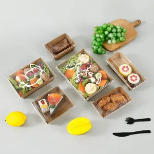 Caja de embalaje de papel marrón para postres, galletas, sushi, fruta, comida personalizada, bento japonés