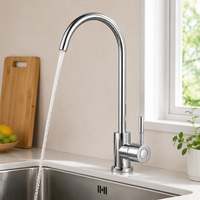 Grifo de cocina de 2 salidas para ósmosis inversa, de acero inoxidable 304, con filtro de agua potable, cuello de cisne, monomando, acabado cepillado, venta al por mayor de fábrica