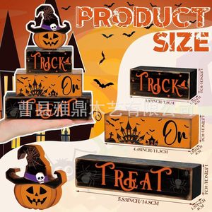 Décoration d'Halloween en bois : empilement de citrouilles pour la fête intérieure, idéal pour la collecte de bonbons ou de farces. - Product Image 3