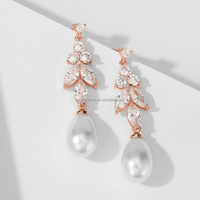 RE4779 boucles d'oreilles en perles d'imitation pour femmes, bijoux de mariage