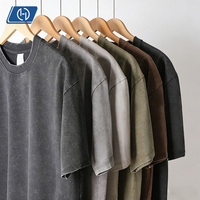 Camiseta de 300 GSM con lavado vintage, cuello redondo, logotipo personalizado, manga corta para hombre, estilo streetwear, venta al por mayor