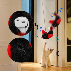 Sıcak kırmızı kuş kedi oyuncaklar dokunmatik aktif çırparak kanatları Sparrow interaktif akıllı kedi oyuncaklar USB Pet ürünleri - Product Image 2