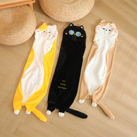 Peluche géante de chat en gros d'usine, peaux d'animaux non rembourrées, coussin long en peluche de chat pour enfants