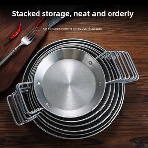 Olla de <span class=keywords><strong>paella</strong></span> española vintage con doble asa de acero inoxidable, plato de ensalada de <span class=keywords><strong>pasta</strong></span> de estilo coreano, sartenes de cocina - Product Image 4