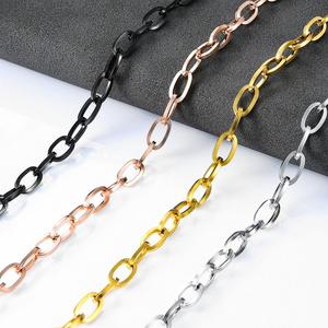 Collier chaîne ovale en acier inoxydable de 5,5 mm de large, maillons Rolo, pour hommes et femmes, accessoires de mode en métal, bijoux de cou - Product Image 1