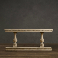 Console haut de gamme en bois massif de style antique français avec pieds balustre, table de couloir vieillie pour villa et salon