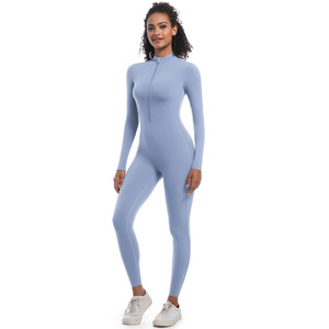 Body Sportivo e <span class=keywords><strong>Tuta</strong></span> da Donna Senza Cuciture Intera da Yoga <span class=keywords><strong>con</strong></span> Maniche Lunghe e Cerniera <span class=keywords><strong>in</strong></span> <span class=keywords><strong>Vita</strong></span> Pantaloni Aderenti Snellenti - Product Image 6