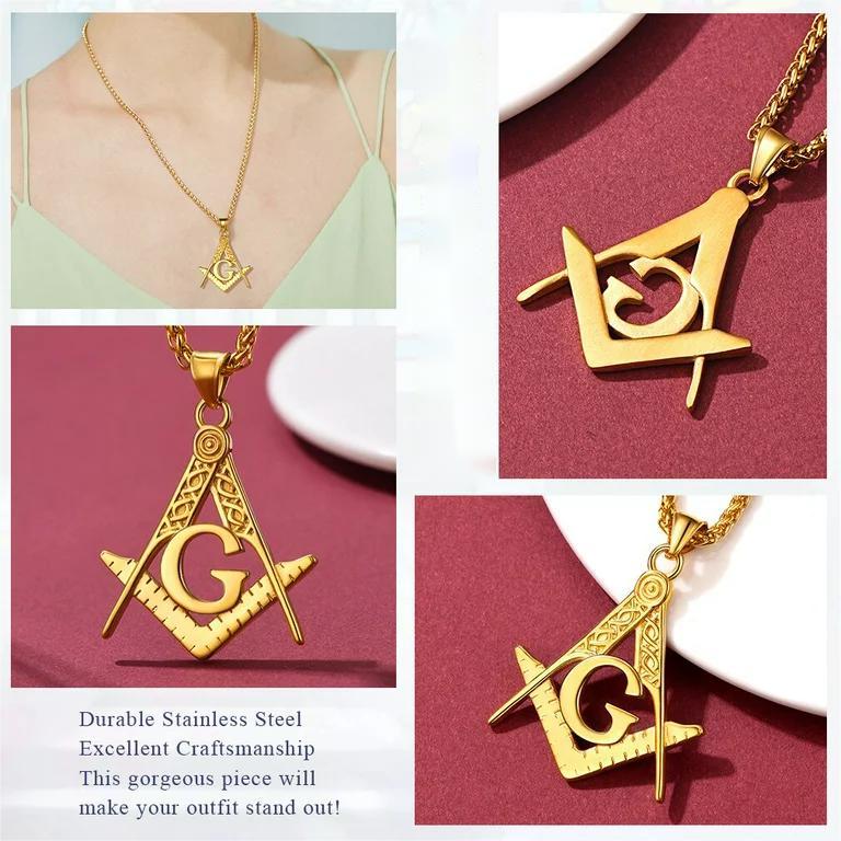 Collana Massonica Collana Con Ciondolo A 'G' Massonica In Acciaio Inox - Tono Oro E Argento, Per Uomo E Donna Gioiello In Acciaio Inox Tono Oro