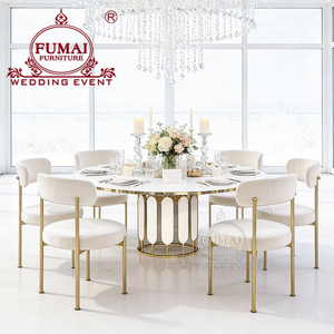 Modern Wedding Hotel Furniture Silver Metal Stand <b>White</b> <b>Round</b> Center Banquet <b>Dining</b> Room <b>Table</b> Outdoor - Product Image 2
