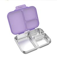 Boîte à lunch scolaire personnalisée en acier inoxydable scintillant avec couvercle en plastique pour enfants, vente en gros d'usine