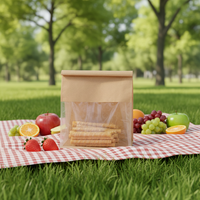 Sachet en papier kraft PET à huit soudures latérales avec fermeture éclair, fenêtre transparente, bord supérieur thermosoudé, pochette à quatre soudures, qualité alimentaire, pour chips et produits pour bébés