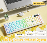 Clavier mécanique sans fil AULA F108 PRO BT, clavier de jeu à commutation à chaud, batterie 8000 mAh, interrupteurs pré-lubrifiés, rétroéclairage RVB, PBT
