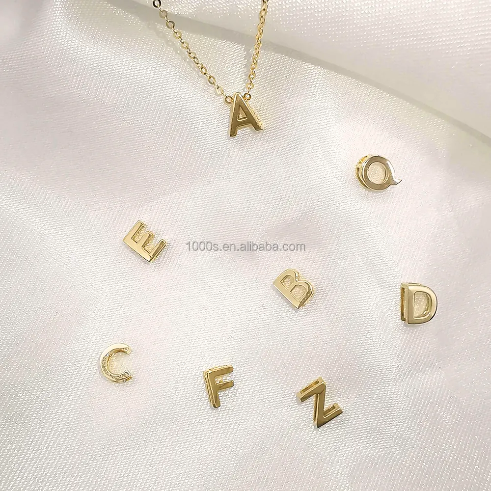 Fabrik Großhandel Schmuck DIY 9K Solid Gold Alphabet Anfangs buchstabe Charme für Armband Halskette