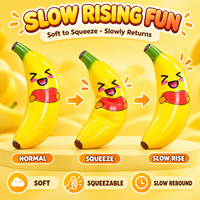 Jouet Squishy en PU en forme de banane, à remontée lente, doux, anti-stress, expressions variées, vente en gros