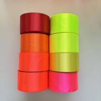Pita Satin Neon Cerah & Berkilau dengan Saturasi Tinggi, Pita Poliester Custom 1,5 Inci 4cm Satu & Dua Sisi untuk Pembungkus Kado & Dekorasi