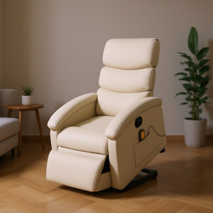 เก้าอี้นวดปรับเอนได้ ผ้าสีครีม ดีไซน์ร่วมสมัย ควบคุมด้วยปุ่มไฟฟ้า - Product Image 2