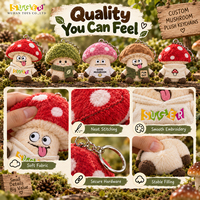 Porte-clés en peluche champignon OEM en gros, breloque mignonne en peluche sur le thème de la forêt pour jardins botaniques, musées, boutiques et programmes de cadeaux naturels