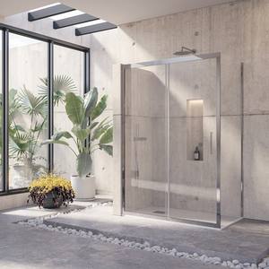 Kamalu KI4000S Porte Doccia Scorrevoli Moderne 160x90 Vetro 8mm con Telaio in Acciaio Design Senza Cornice per Bagno - Product Image 1