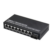 Konverter Media Serat Optik Gigabit 1 SC 8 Port Rj45 Switch Fiber 10/100/1000M
