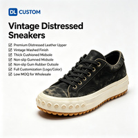 Zapatillas bajas personalizadas de plataforma de gamuza lavada estilo vintage con cordones de tela, borde de puntos, suela de goma gruesa, soporte de arco y transpirables.