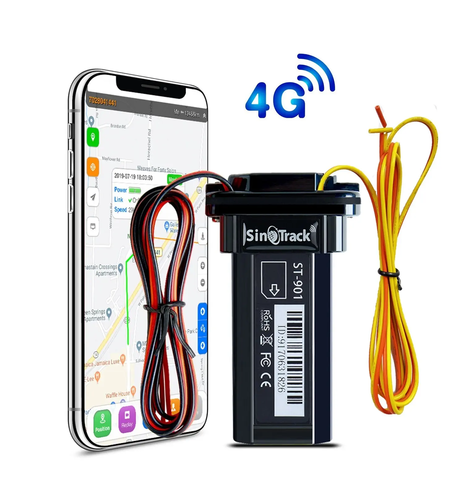 Pelacak GPS Mobil Waktu Sebenarnya Pelacak GSM Perangkat GPRS ST-901L Tahan Air 4G SinoTrack