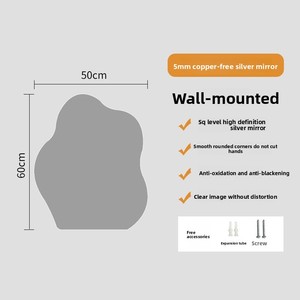 Specchio <span class=keywords><strong>da</strong></span> Bagno Adesivo Senza Cornice a Forma Irregolare Wufuxing, Antiesplosione, con Design a Nuvola per Trucco e Spogliatoio - Product Image 3