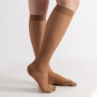 Chaussettes de compression en nylon fines à mi-mollet pour infirmières et hôtesses de l'air, usage estival, 15-20 mmHg, anti-frottement