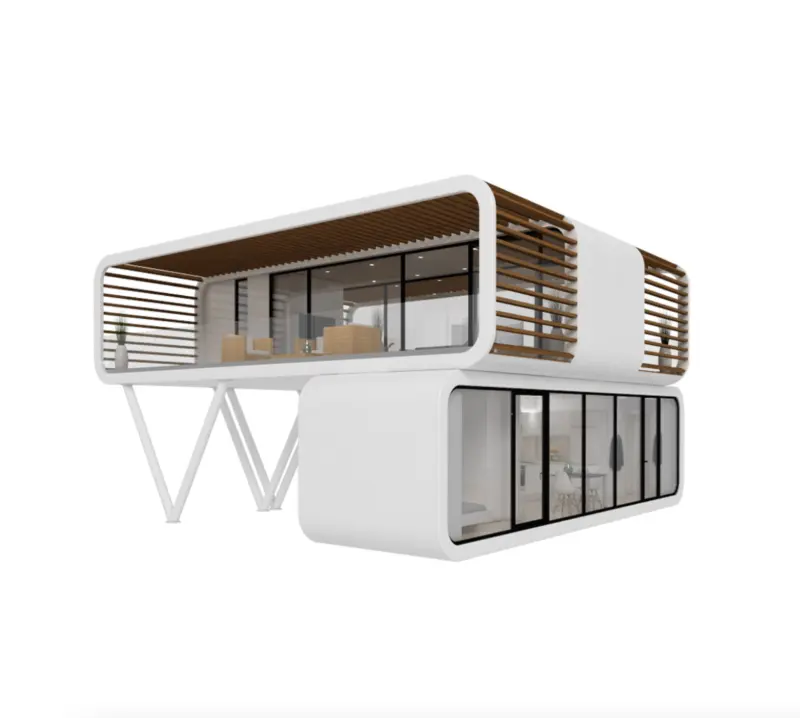 Cina design container house secondo piano apple cabin struttura in acciaio personalizzata case modulari a due piani