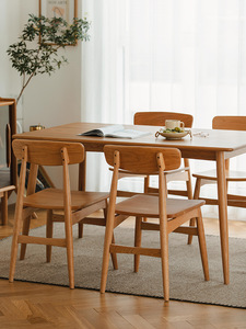 Chaise de salle à manger en bois massif avec dossier, style nordique japonais moderne et simple, pour la maison, le bureau, chaise en bois de cerisier - Product Image 5