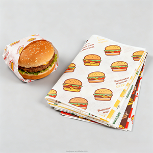 Wholesale Eco Friendly Kraft <b>Paper</b> Food Grade Greaseproof Sheets Custom Logo Printed Sandwich <b>Burger</b> <b>Wrap</b> - Product Image 1