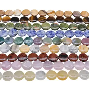 Cristal naturel agate circulaire feuille plate semi-fini bricolage lâche perle chaîne bijoux accessoires - Product Image 1
