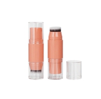 Stick Cosmétique de Luxe 2-en-1 : Fard à Joues 6g et Fond de Teint/Contour à Double Tête avec Pinceau Doux et Embout Vissé en Plastique