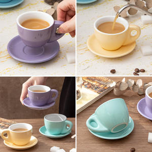 Chaozhou Ceramic Coffee <b>Cup</b> <b>And</b> <b>Saucer</b> Set Round Solid Color Yellow Blue Purple Green Afternoon <b>Tea</b> 2024 DB2110 - Product Image 4
