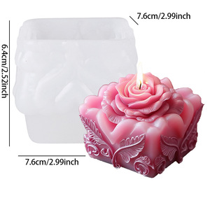 Moule en silicone <span class=keywords><strong>pour</strong></span> bougie parfumée artisanale DIY et souvenir en plâtre, motif géométrique transfrontalier en forme <span class=keywords><strong>de</strong></span> cœur et <span class=keywords><strong>de</strong></span> rose, <span class=keywords><strong>pour</strong></span> une ambiance festive - Product Image 3