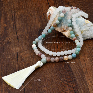 Collar de Moda con <span class=keywords><strong>99</strong></span> Cuentas de Ágata, Rosario de Oración, Collares de Piedras Naturales con Cuentas - Product Image 5