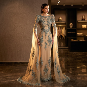 Robe de mariée de luxe en satin, longueur maxi, style vintage, ornements à motifs cristallins, écologique, pour demoiselles d'honneur, soirée, haute couture - Product Image 3