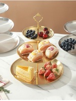 Plateau à fruits multicouche en acier inoxydable, support à gâteaux de luxe léger pour salon, présentoir à snacks